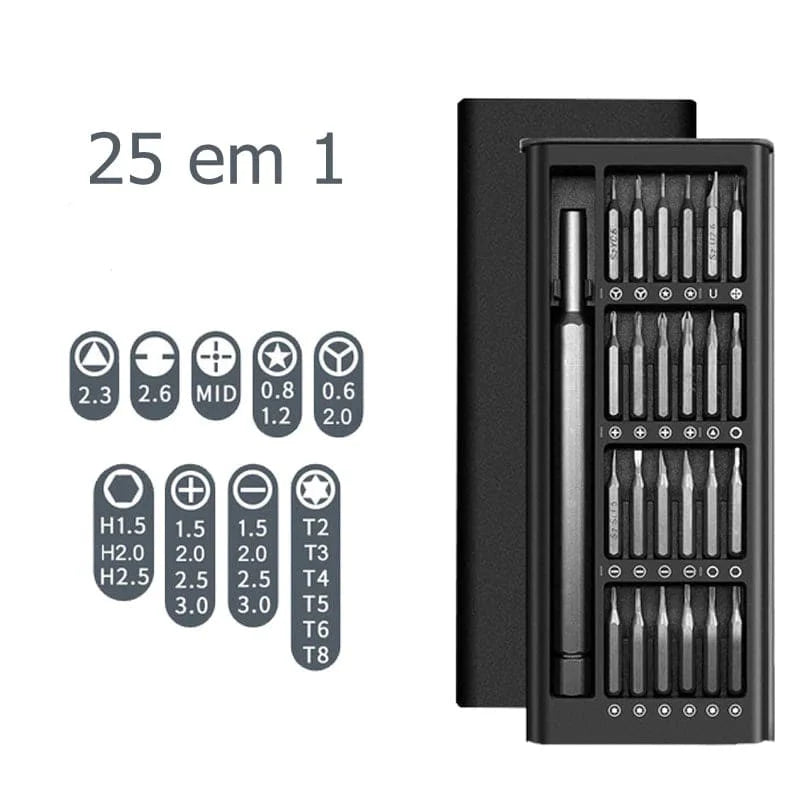 Kit de Chaves Magnética - 25 em 1 e Estilete Scrape